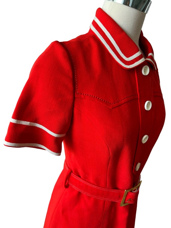 Vintage 1950's Red Sailor Collar Dress Modern Day… - image 3