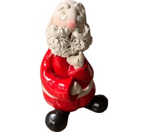 Vintage Mischievous Ceramic Santa Claus, Oh Santa Claus, well made, 3D Bearded Santa