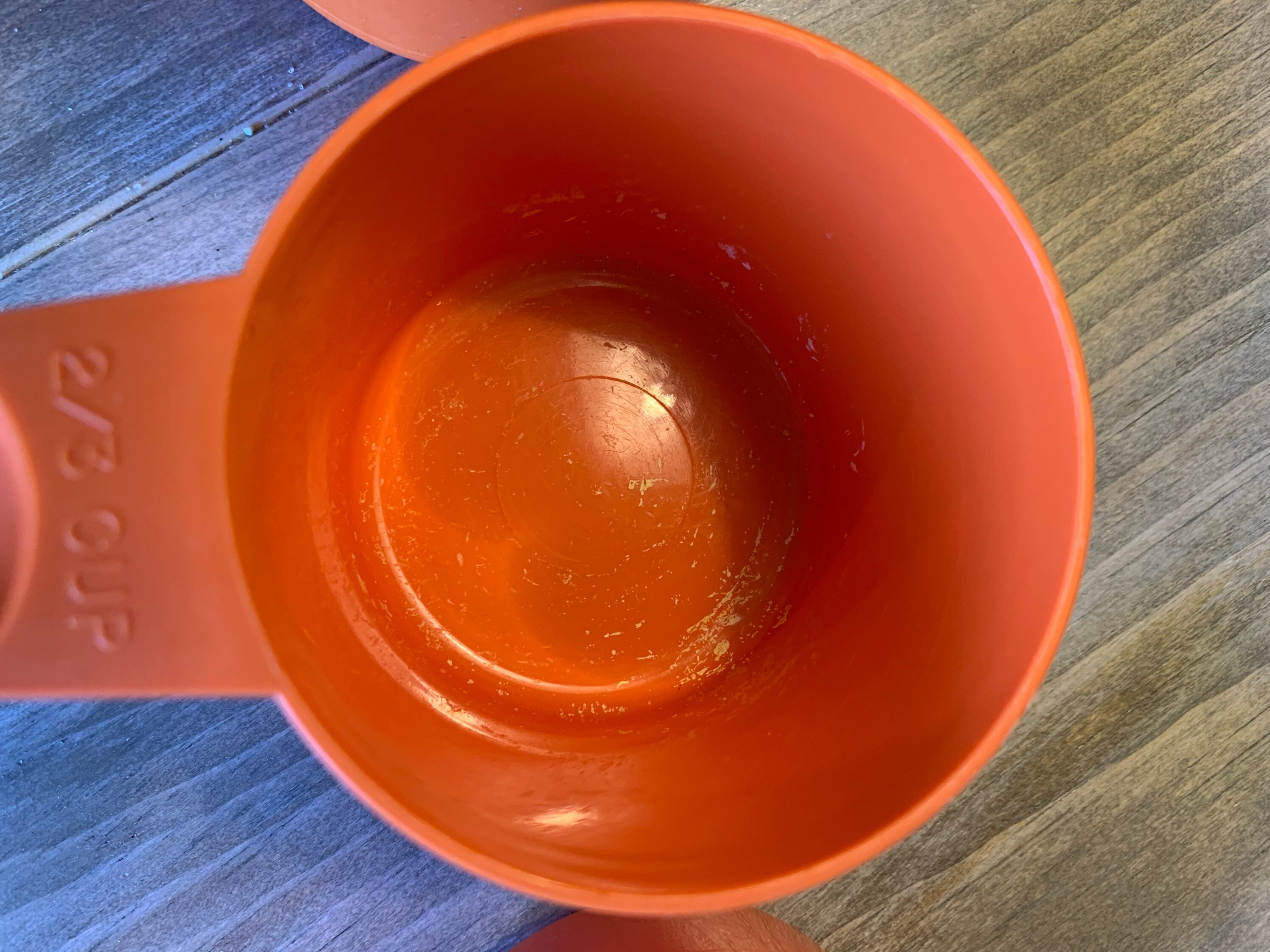 Orange Tupperware Vintage Measuring Cups: 61 ppm Cadmium. Cadmium
