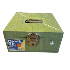 Caja de archivos de metal verde, casilla de verificación de archivos, caja de archivos de Office, granja industrial, organizador de almacenamiento, caja de recetas, alijo secreto