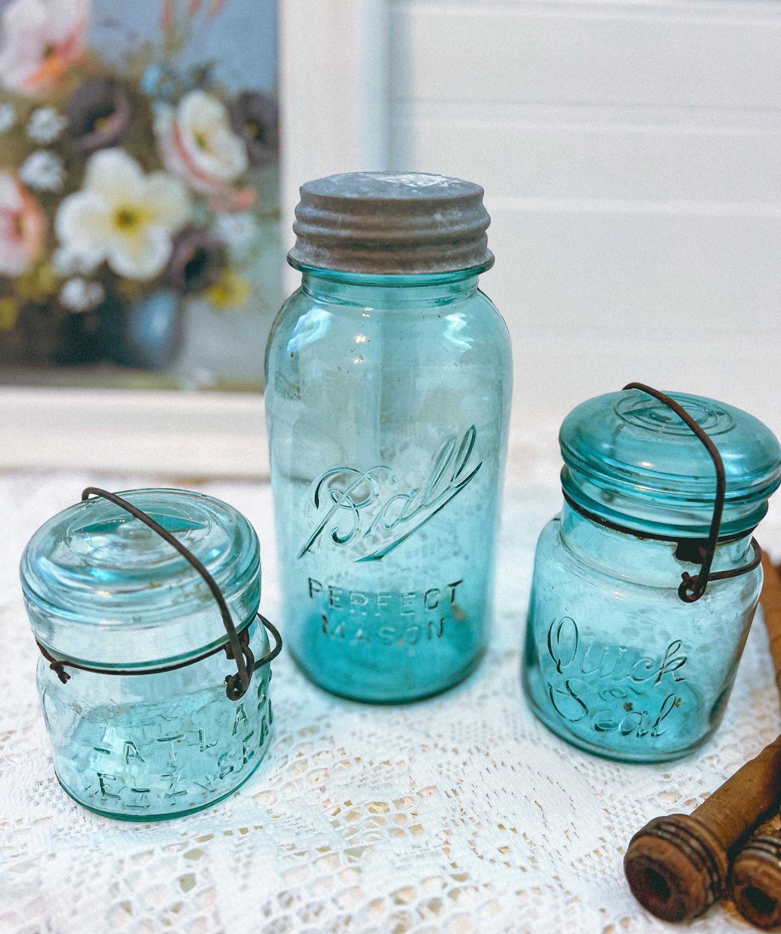 jar Rare Antique VTG Ball Perfect Mason Jar Blue Zinc Lid #0 Eye