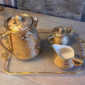 Vintage 1970s Mccoy 24K Gold Weeping Pottery Tea Set With Tray - Etsy