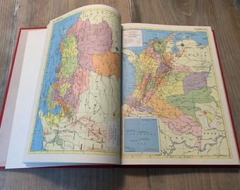 Vintage 1957 Hammond's World Atlas: Red Hardcover, Full Color Maps