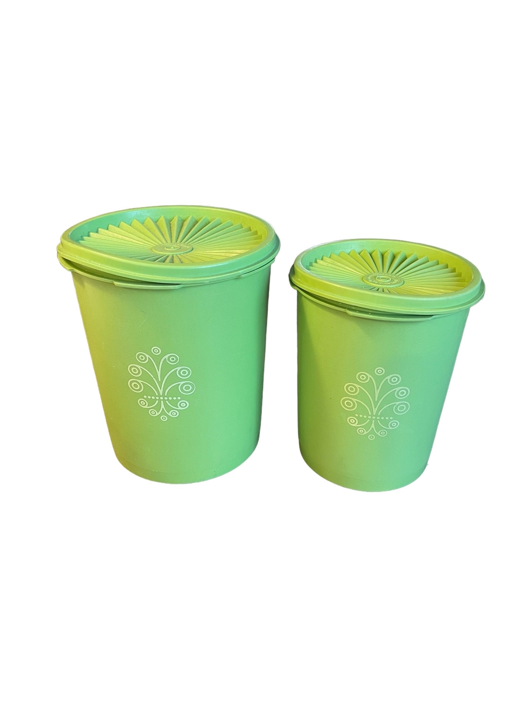 Vintage Green Tupperware Canister Set of Two, Vintage Tupperware