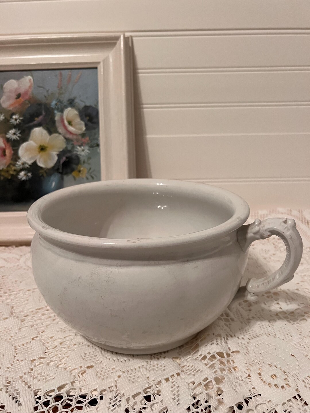 White Ironstone Chamber Pot, Royal Ironstone China, Alfred Meakin ...