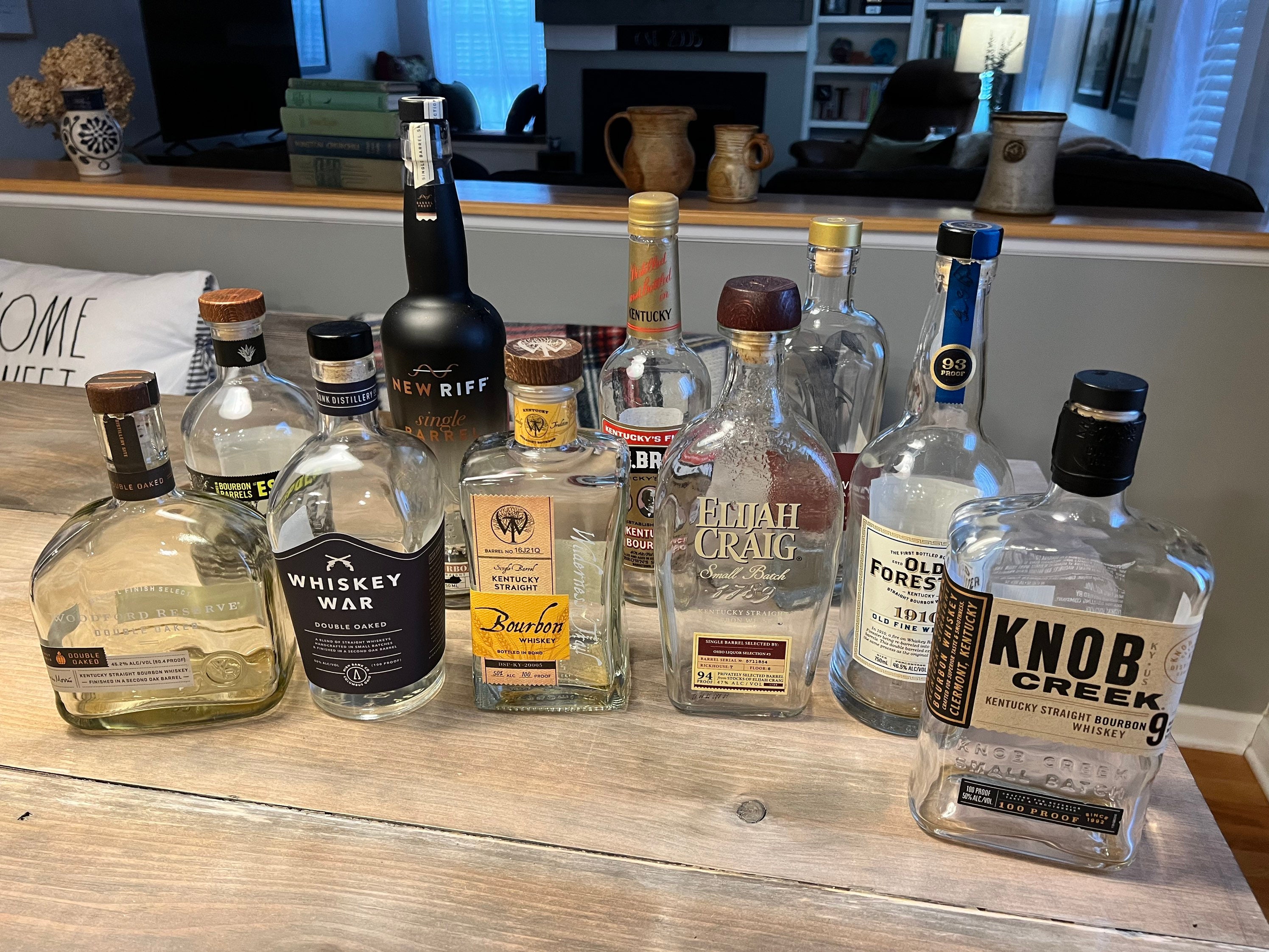 Empty Whiskey Bottles, Buffalo Trace, Elijah Craig, Whiskey War, Blood