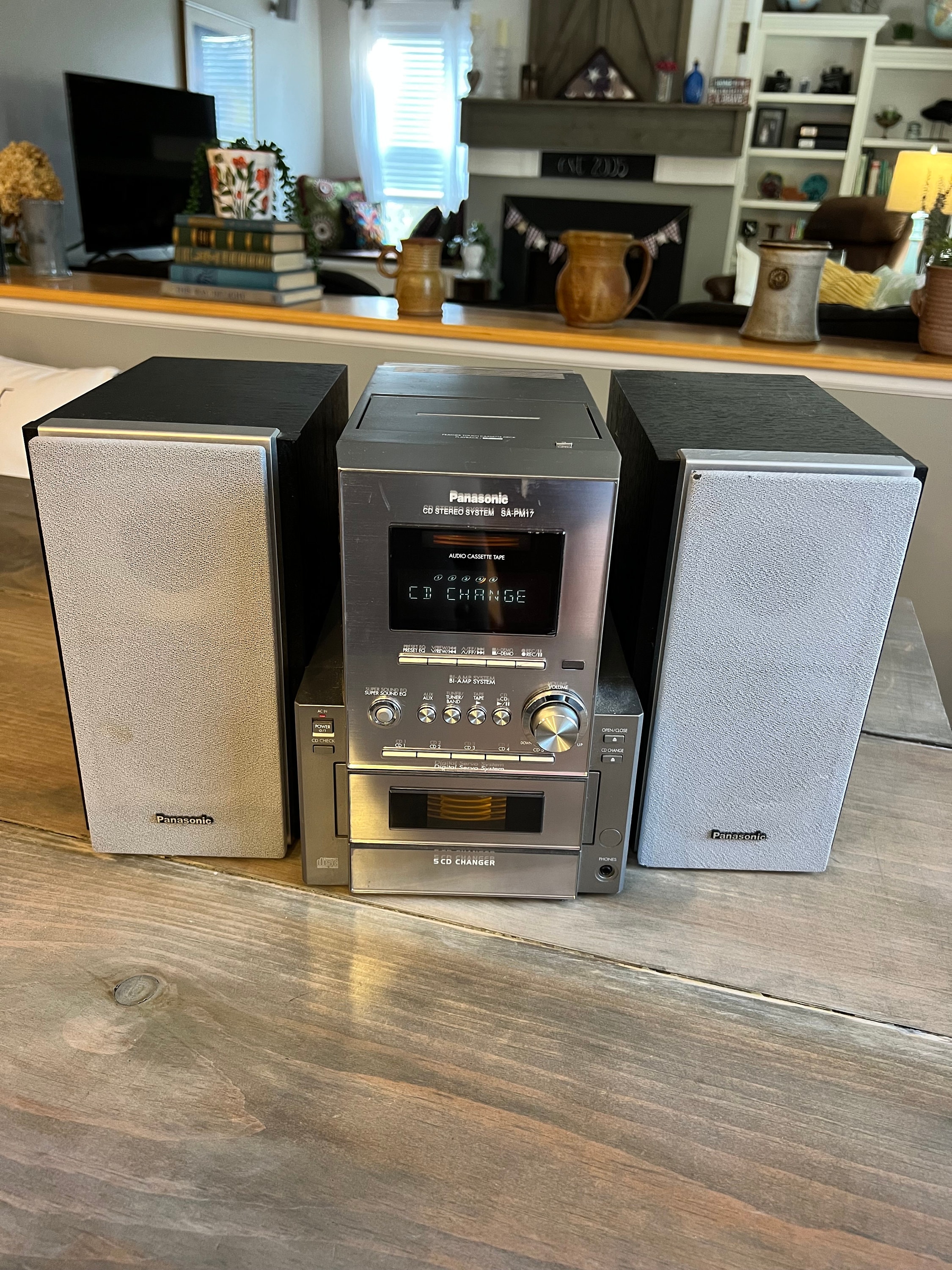 Vintage Panasonic SA-PM17 CD Stereo System Radio, Tape, and 5 Disc