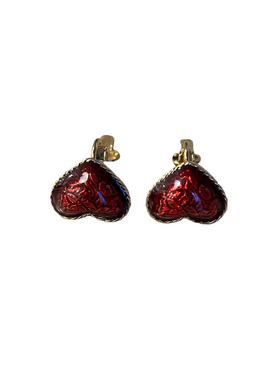 Vintage Avon Red Heart Clip on Earrings