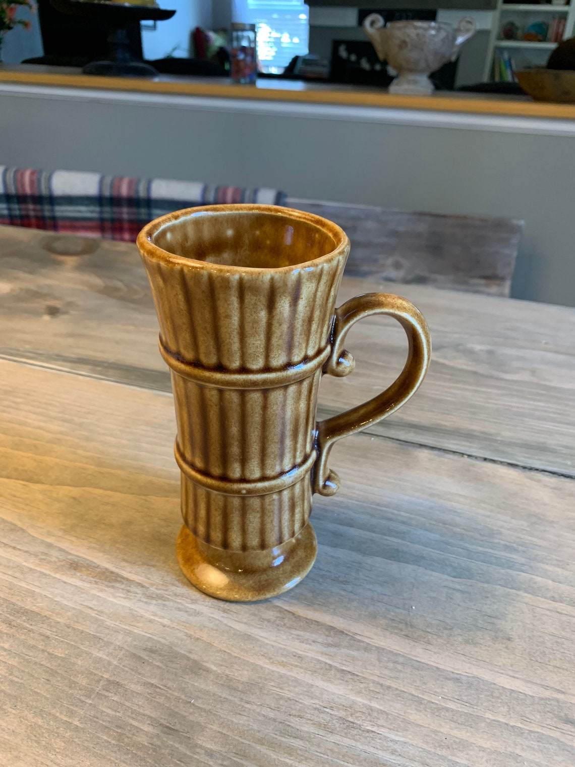 Tall Skinny Handmade Pottery Ceramic Mug Coffee Mug From 1982 Signed by