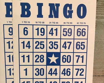 Vintage Bingo cards set of 10 blue and white B-I-N-G-O Great for crafting