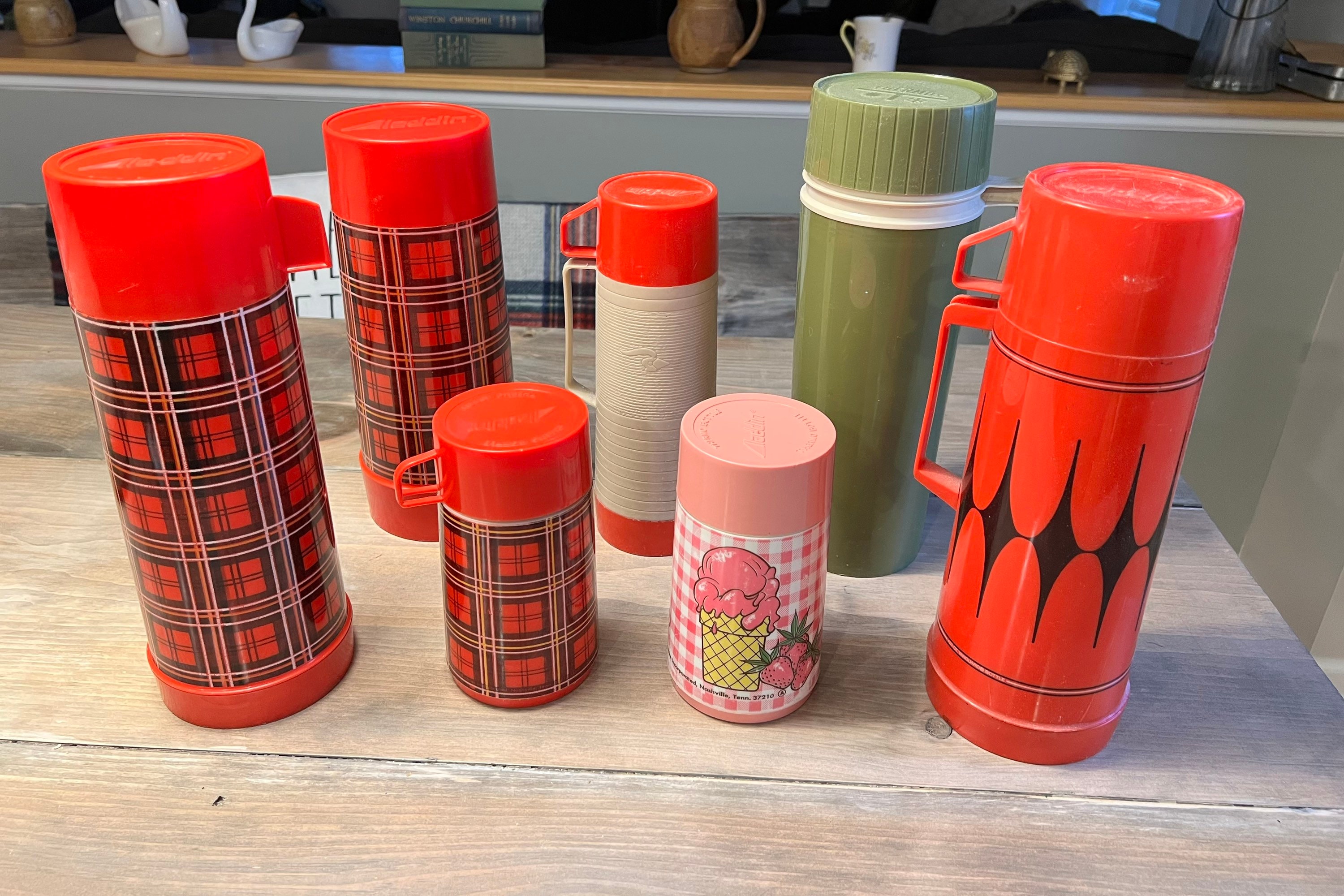 Vintage Plaid Thermos Set- Large Set – Grae Studio Design