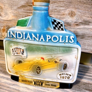 Jim Beam Whiskey Decanter, 1970 Indianapolis 500, Barware, Racing, Racing Fan, Indy 500 image 1