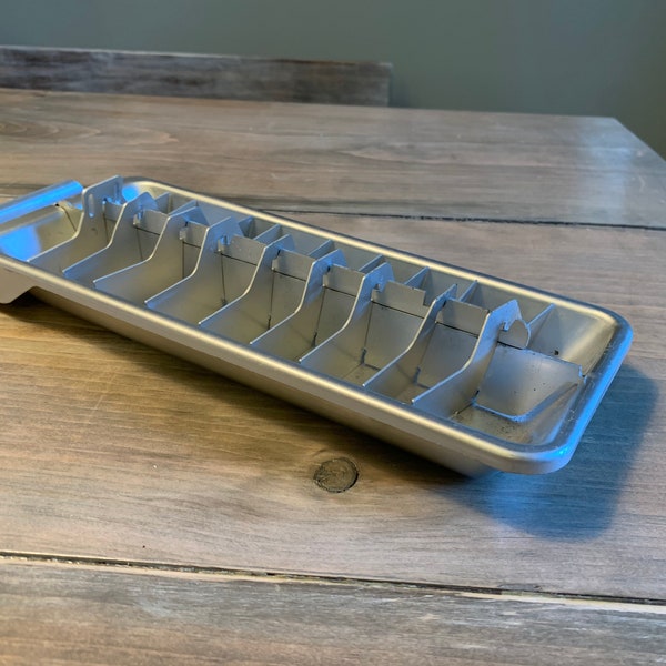 Vintage aluminum metal ice cube tray Frigidaire with 20 compartments for ice or organizer