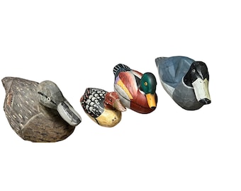 Vintage Hand Carved Wood Duck Decoys: Folk Art Choice