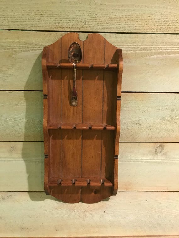 Vintage Wooden Spoon Holder Spoon Rack Vintage wooden Hanky Etsy