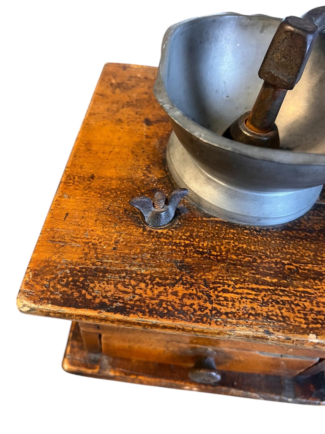 Antique Coffee Grinder | Vintage Hand Crank Mill | Iron & Wood | Rustic ...