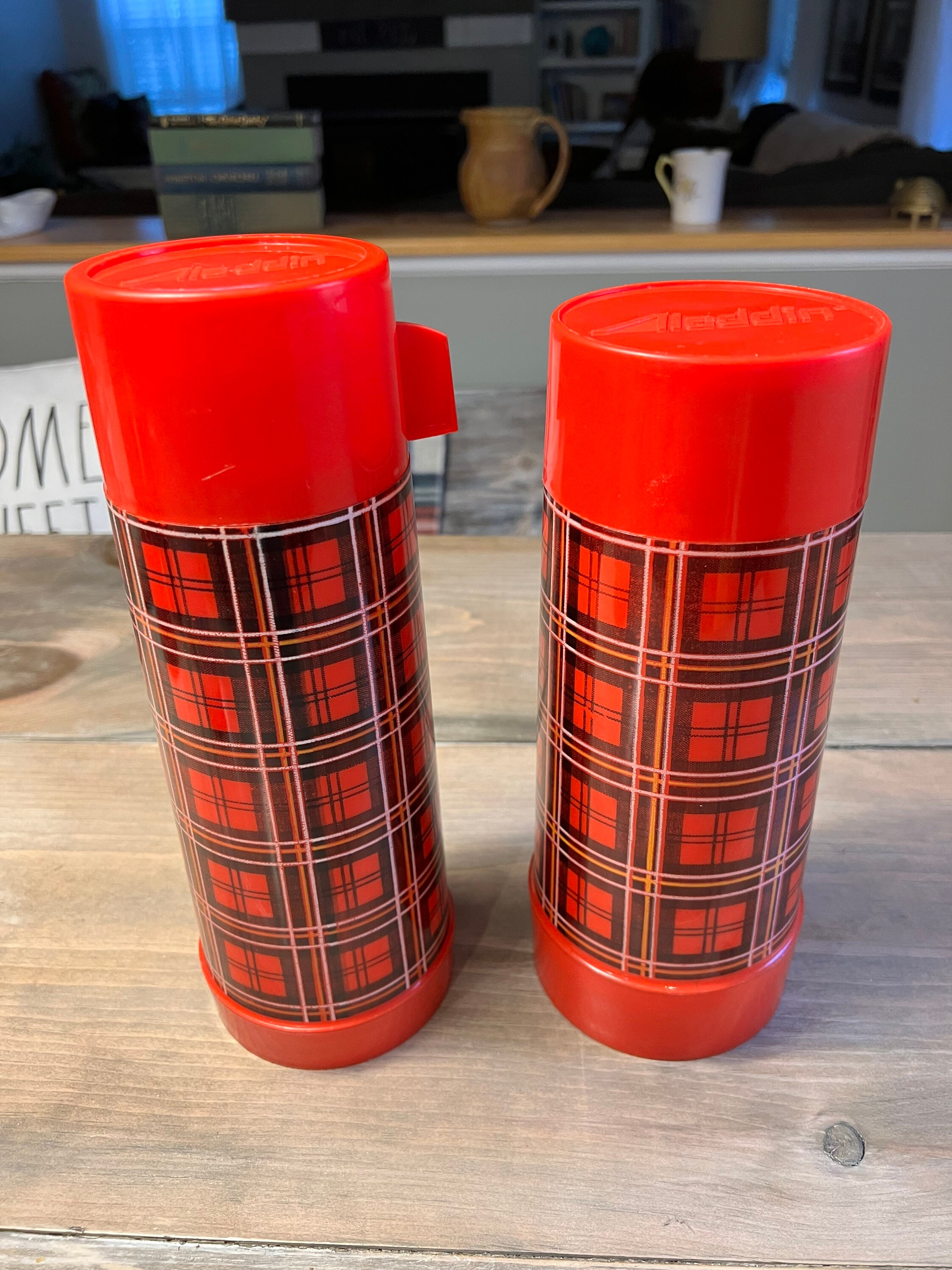 Aladdin Red and Black Plaid Thermos