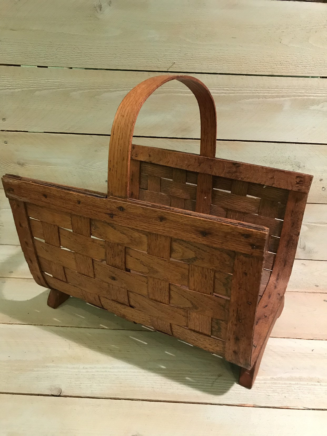 Vintage bentwood woven basket log holder or magazine holder Etsy