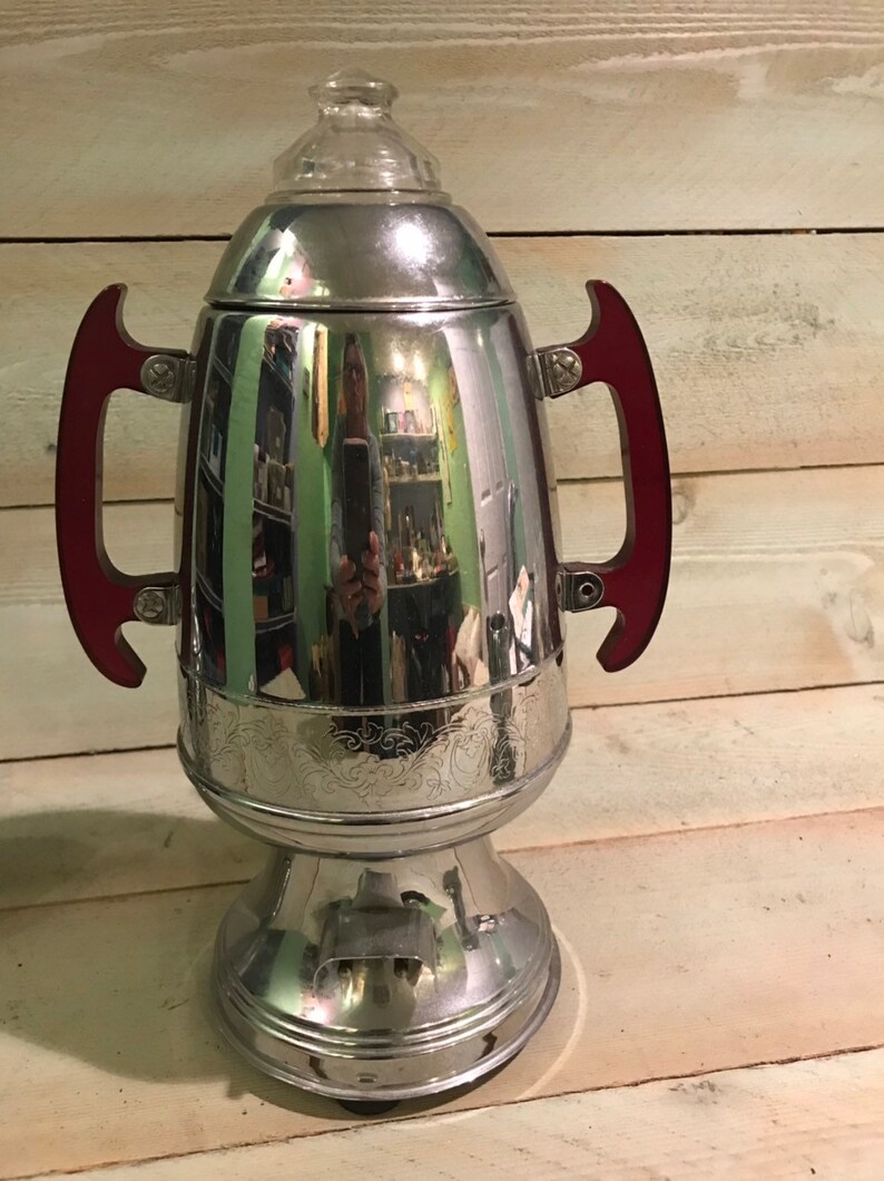 Vintage 1940's United silver Coffee Pot Bakelite Red Etsy