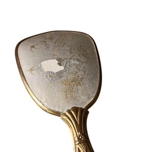 Vintage gold hand mirror, dressing table mirror, vanity table mirror