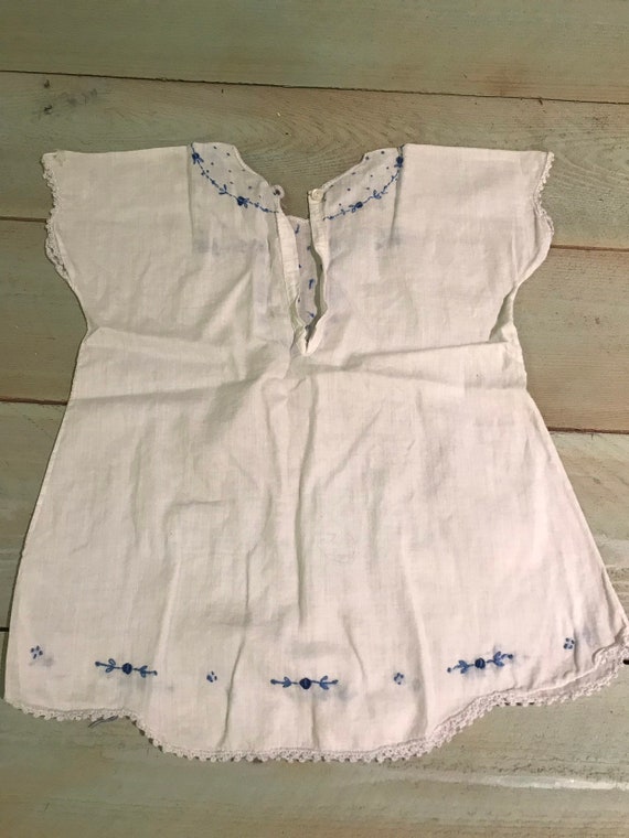 Beautiful Vintage handmade white and blue embroide