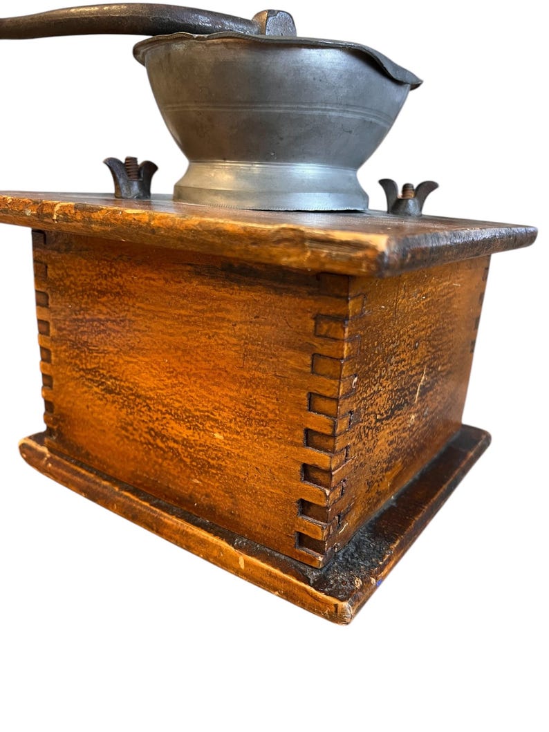 Antique Coffee Grinder | Vintage Hand Crank Mill | Iron & Wood | Rustic ...