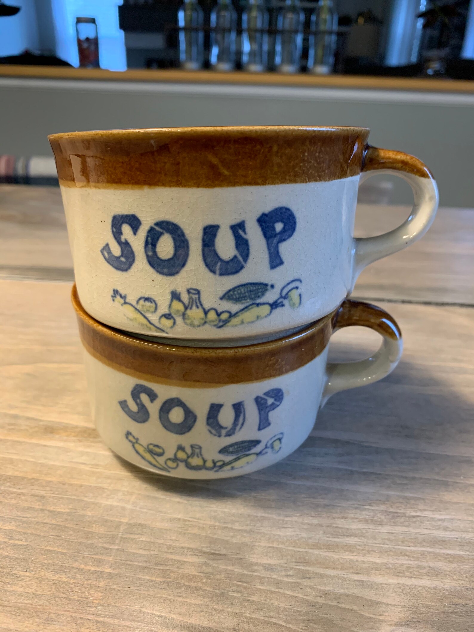 Vintage Soup Mugs Vintage Pair of Soup Mugs Pottery Stoneware Etsy