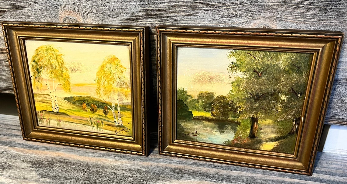 ORIGINAL Framed Landscape Oil Paintings Gold Frames Signed Etsy