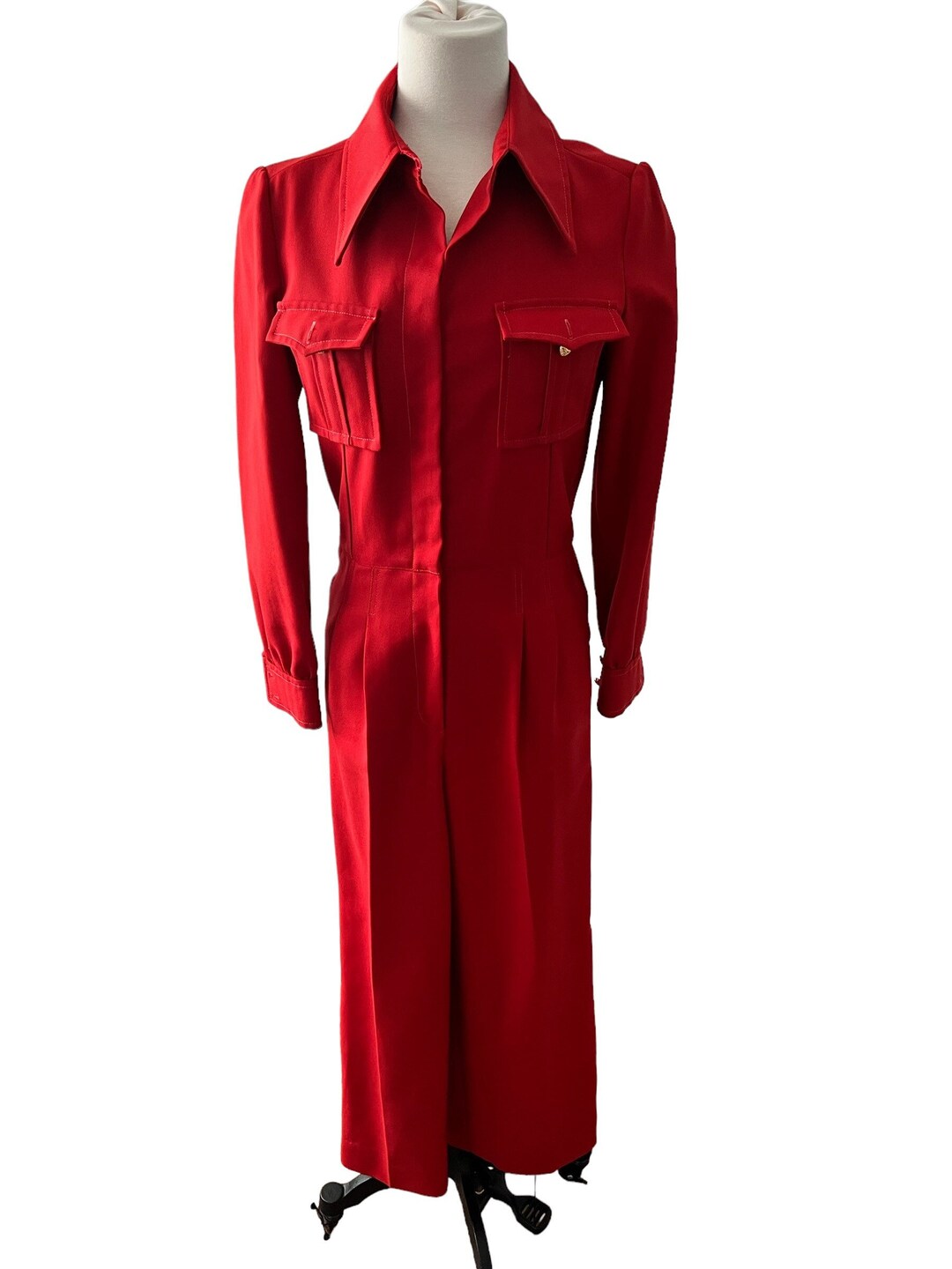 Vintage 1970's Red Jumpsuit Zip up Jumpsuit 60's 70's Jumpsuit, 70's