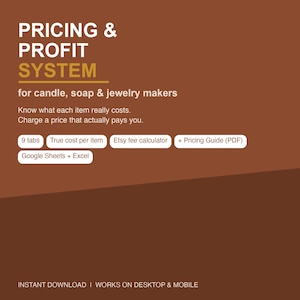 Pricing and Profit Calculator for Handmade Sellers | Google Sheets COGS + Etsy Fee Spreadsheet | Candle Soap Jewelry Pricing Guide