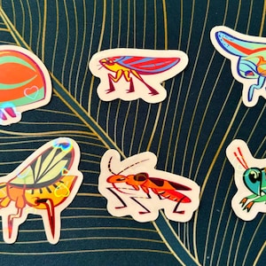 Hopping Bugs holografiska mini-vinylklistermärken, set 1-2" (läs beskrivningen)