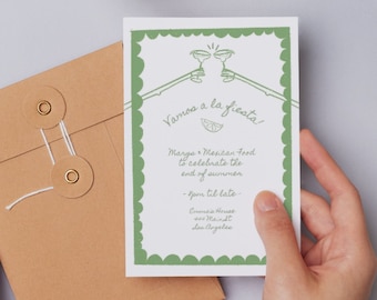 FIESTA INVITE | dinner party | birthday party | margarita party | whimsical, funky, hand drawn | editable, download | Canva template