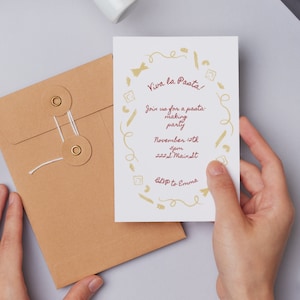 PASTA PARTY INVITE | dinner party | birthday party | pasta party | whimsical, funky, hand drawn | editable, download | Canva template
