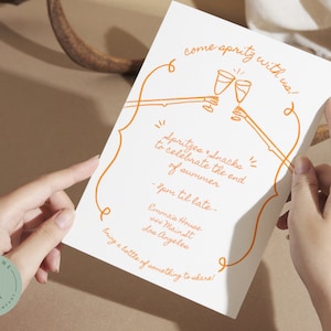PARTY INVITE | dinner party | birthday party | house warming | whimsical, funky, hand drawn | editable, download | Canva template