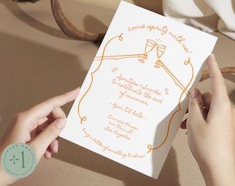 PARTY INVITE | dinner party | birthday party | house warming | whimsical, funky, hand drawn | editable, download | Canva template