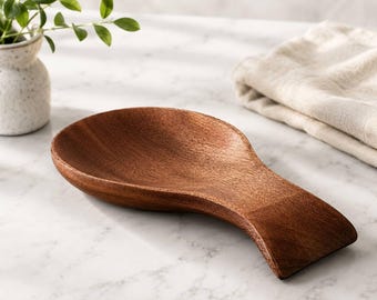 Wood Spoon Rest, Wooden Spoon Holder, Kitchen Utensil Rest, Cooking Spoon Tray, Rustic Kitchen Decor, Countertop Spoon Rest, 7 Inch