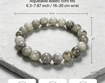 8mm natural moonstone bead bracelet, June birthstone healing crystal, women's stress-reducing protection bracelet, birthday gift,travel gift