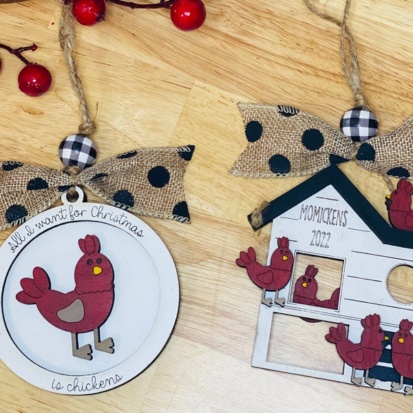 Chicken Coop Christmas Ornament, Chicken Family Ornament, Hen Family Ornament, Christmas Ornament, Christmas, Personalized Family Ornament