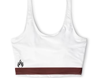 Swirl Wave Emblem Sports Bra | Flame Accent