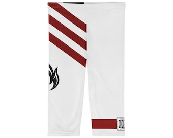 Tribal Flame Stripes Capri Leggings | White Red