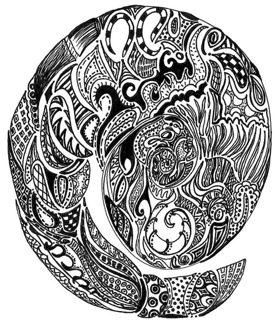 Black ink pen drawing digital print of original.  Printed on 100 lb. matte cardstock
