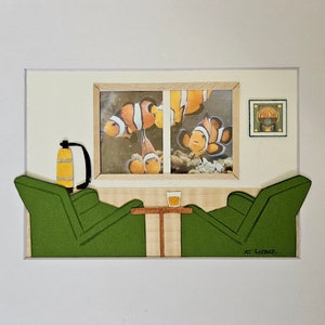 Paper-cut art, hand-cut paper art scene. &quot;A Room With a View: Lost in Space&quot;, paper scene
