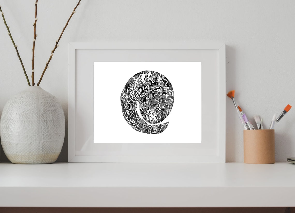 Black Ink Pen Drawing Digital Print of Original. Printed on Etsy