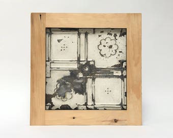 Framed Ceiling Tin Magnet Board Handmade using Reclaimed Wood