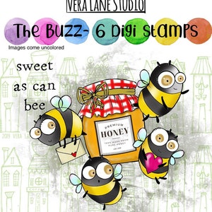 The Buzz- 6 Digi stamp bundle in jpg and png files be