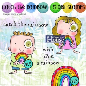 Catch the rainbow -5 Digi stamp bundle in jpg and png files