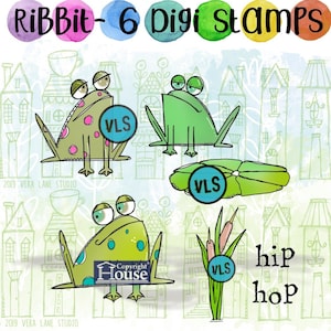 Ribbit - 6 sellos digitales en archivos jpg y png
