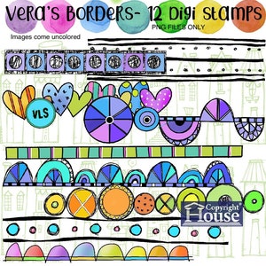 Vera's Borders - 12 doodle border digi stamps available for instant downlaod PNG files only