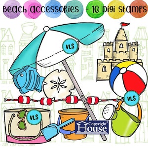 Strand Accessoires - 10 Digi Stempel Set in jpg und png Dateien