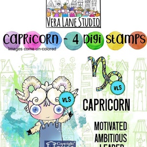 Capricorn - 4 Digi stamps in jpg and png files